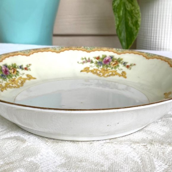 Vintage Kikusui Japan 7 Piece Place Setting - Tan & Green Border, Floral Sprays - Picture 7 of 13